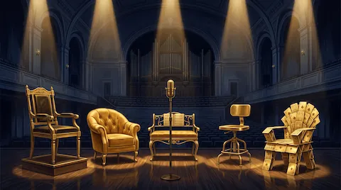 Five schools, one hierarchy: the song outranks everyone in the room.
