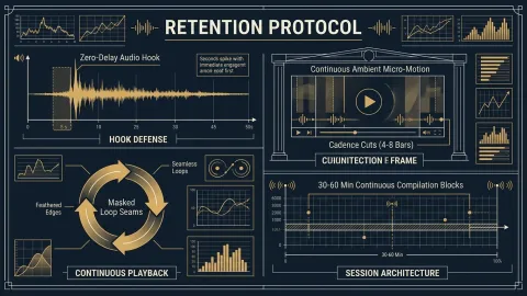 Continuous ambient micro-motion and cadence cuts are the retention baseline.